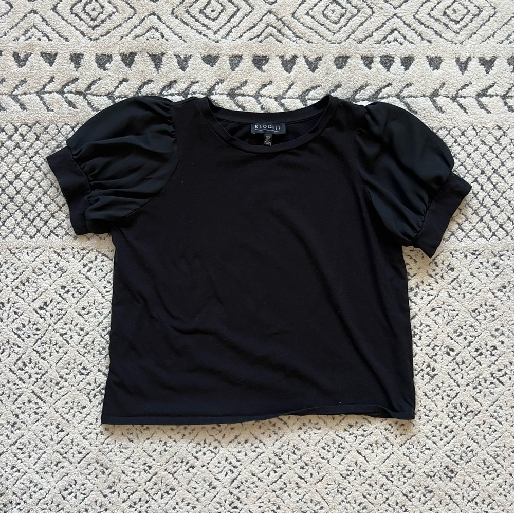 Eloquii Mesh Sleeve Puff Top